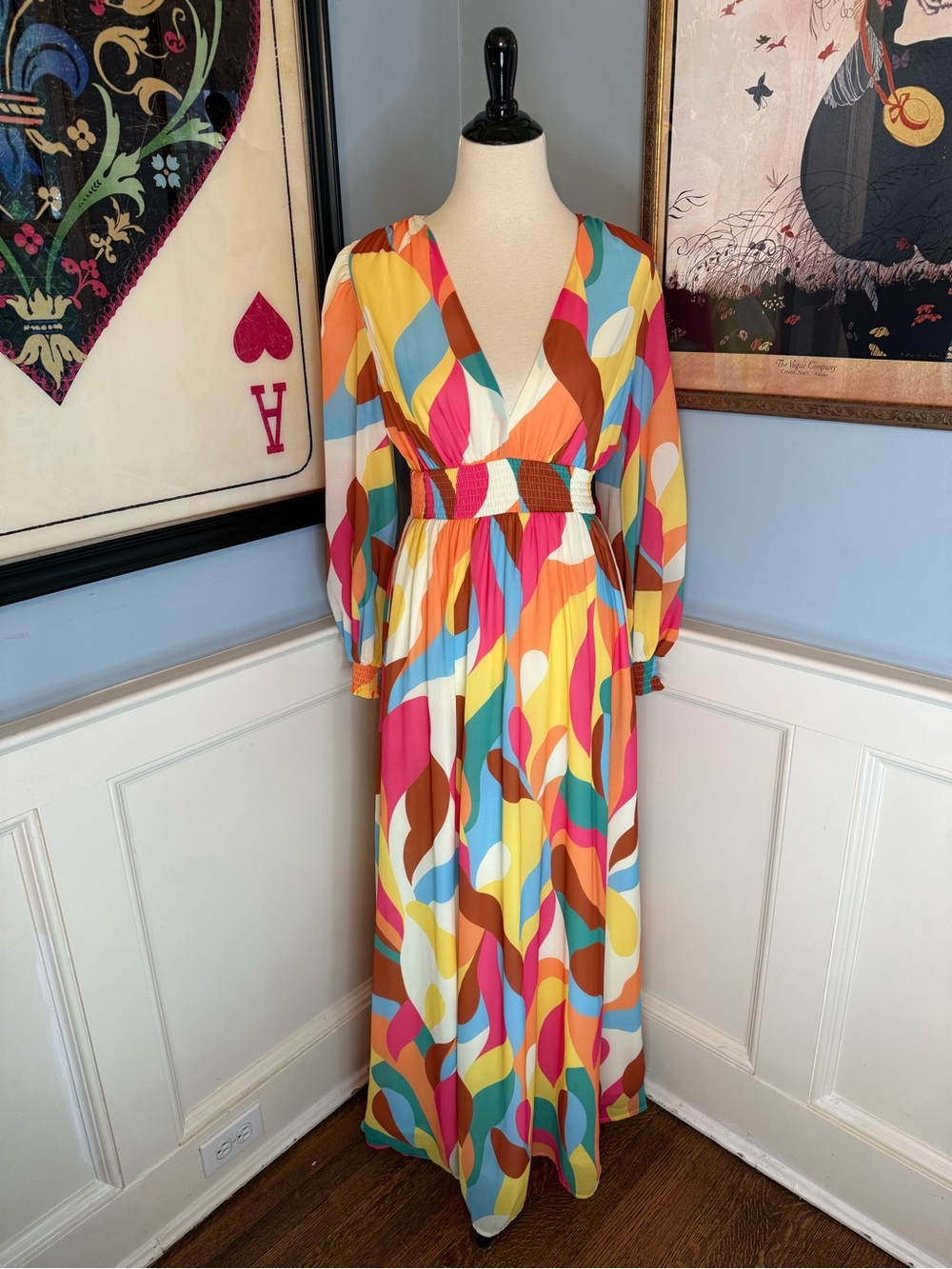 Flying Tomato Unique Vintage Retro 70’s Style Long Sleeve Maxi Dress Sz S